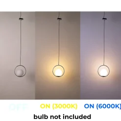 Suspension Plafonnier Nordique, Aluminium Chromé, Abat-jour Boule en Verre E27, Idéale pour Salon et Salle à Manger