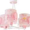 Suspension pour enfants à 3 lampes Little Elephant Éléphante rose