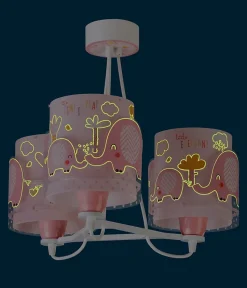 Suspension pour enfants à 3 lampes Little Elephant Éléphante rose