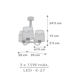 Suspension pour enfants à 3 lampes Baby Travel avions et voitures