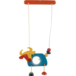 Suspension pour enfants 'Kuh Emma' en bois coloré, E14, 37 cm de long