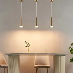 Suspension raffinée cloche dorée verre ambré LED intégrée - Eriska