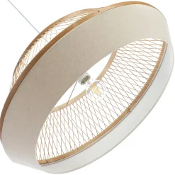 Suspension ronde Avila en rotin et tissu beige ⌀.58 x H.88 cm Lussiol