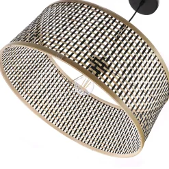 Suspension ronde Ayana en bambou noir et beige E27 ⌀.48 x H.90 cm Lussiol