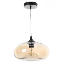 Suspension ronde Bronks en verre ambré E27 IP20 ⌀.28 x H.98 cm Lussiol