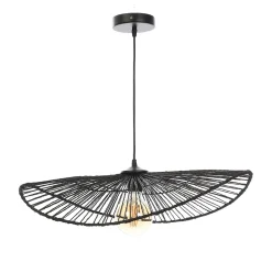 Suspension ronde en jacinthe d'eau Alana coloris noir E27 ⌀58 x H.80 cm Lussiol