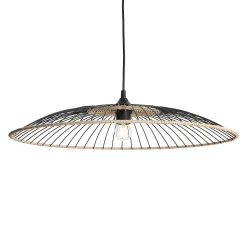 Suspension ronde en métal Soliflore IP20 E27 40W rotin coloris noir ⌀60 x H.83 cm Lussiol