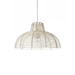 Suspension ronde Hama en rotin blanc E27 ⌀35 x H.90 cm Lussiol