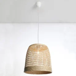 Suspension ronde Mali en jacinthe d'eau beige E27 ⌀.30 x H.100 cm Lussiol