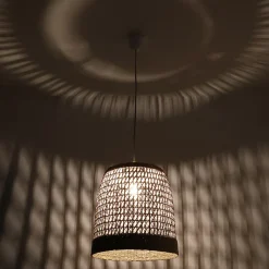 Suspension ronde Mali en jacinthe d'eau beige E27 ⌀.30 x H.100 cm Lussiol