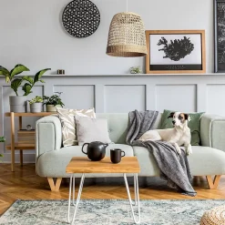 Suspension ronde Mali en jacinthe d'eau beige E27 ⌀.30 x H.100 cm Lussiol