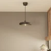 Suspension ronde noire en céramique E27 15W, H.110 x Ø30 cm, GoodHome Osage