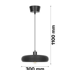 Suspension ronde noire en céramique E27 15W, H.110 x Ø30 cm, GoodHome Osage