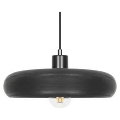 Suspension ronde noire en céramique E27 15W, H.110 x Ø30 cm, GoodHome Osage
