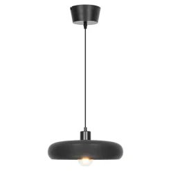 Suspension ronde noire en céramique E27 15W, H.110 x Ø30 cm, GoodHome Osage