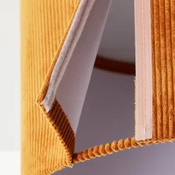 Suspension ronde Tony velours cotelé jaune moutarde Ø35cm IP20 E27 20W Brilliant