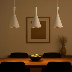 Suspension Rétro Industrielle avec Abat-jour en Aluminium Blanc, E27.