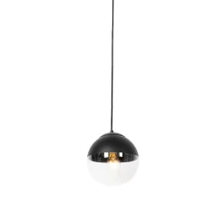 Suspension rétro noire avec verre transparent 20 cm - Eclipse