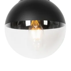 Suspension rétro noire avec verre transparent 20 cm - Eclipse