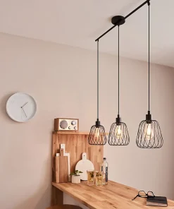 Suspension Rufford 3 lumières E27 IP20 40W ⌀18 x H.110cm noir mat