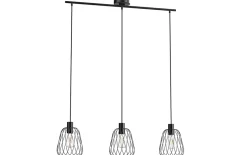 Suspension Rufford 3 lumières E27 IP20 40W ⌀18 x H.110cm noir mat