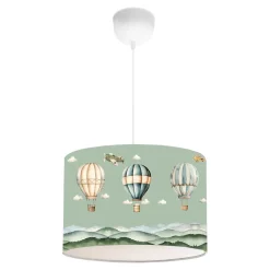 Suspension Rugby pour enfant E27 70 cm motif de montgolfière vert lux.pro