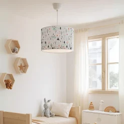 Suspension Rugby pour enfant E27 70 cm motif d'arbres lux.pro