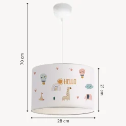 Suspension Rugby pour enfant E27 70 cm motif de giraffe lux.pro