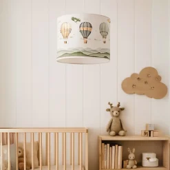 Suspension Rugby pour enfant E27 70 cm motif de montgolfière blanc lux.pro