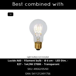 Suspension RUNA en métal avec 1xE27 - Rose - Lucide