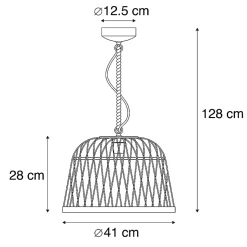 Suspension rustique intelligente en rotin avec ampoule WiFi G125 - Calamus