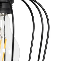 Suspension rustique noire avec bois 4 lumières - Stronk