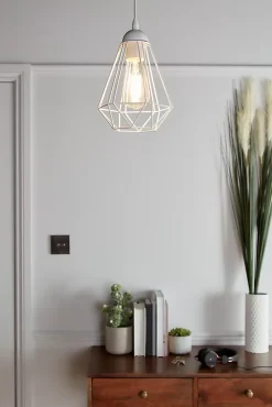 Suspension Smertrio GoodHome E27 blanc mat