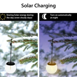 Suspension solaire, LED effet filament, diamètre 10cm. noir