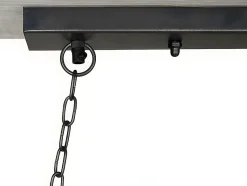 Suspension style industriel caisse rectangulaire en bois OLIUS - bois et métal -4 lampes - H. 31 x L.100 cm - naturel et noir