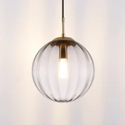 Suspension tendance boule en verre strié - Niccolo
