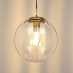 Suspension tendance boule en verre strié - Niccolo