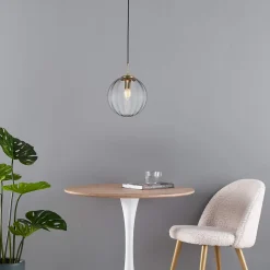 Suspension tendance boule en verre strié - Niccolo