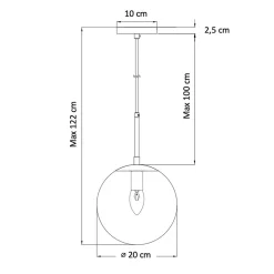 Suspension tendance boule en verre strié - Niccolo