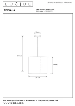 Suspension TISSAJA en lin avec 1xE27 - Blanc - Lucide