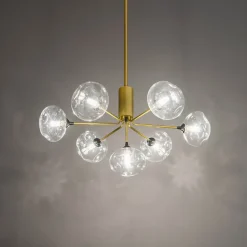 Suspension ultra design dorée à 7 sphères en verre - Erell