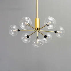 Suspension ultra design dorée à 7 sphères en verre - Erell