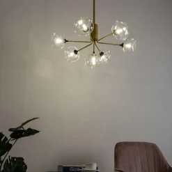 Suspension ultra design dorée à 7 sphères en verre - Erell