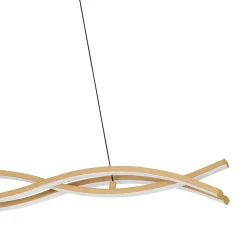 Suspension vagues LED intégrée Lasana 4 acier effet bois IP20 35W L.90cm Eglo