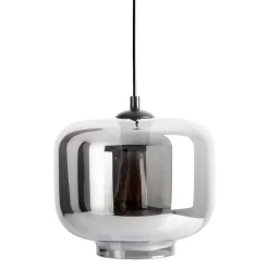 Suspension VASO rétro métal et verre fumé anthracite douille E27 pour salle à manger salon entrée bureau diamètre 25cm