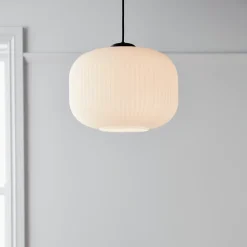 Suspension Walgis E27 IP20 noir et blanc ⌀30cm