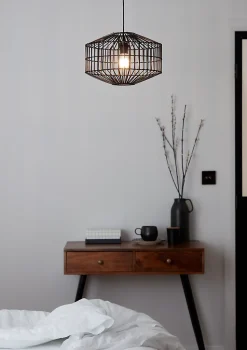 Suspension Wutai GoodHome noir 38cm IP20 E27