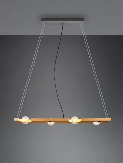 Suspension 4xE27, max. 10W, Bois Naturel - 115 cm - Trio - Tailor