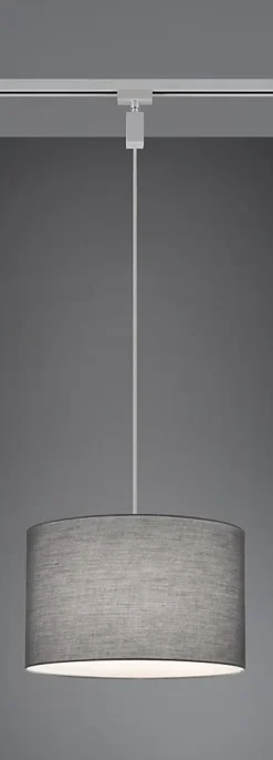 Suspension 1xE27, max. 25W, diamètre 40 cm, tissu gris - Trio - DUOline