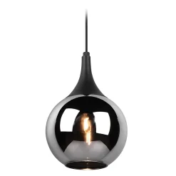 Suspension, 1xE14, max. 40W, verre, chromé, vaporisé, noir mat - Trio - DUOline